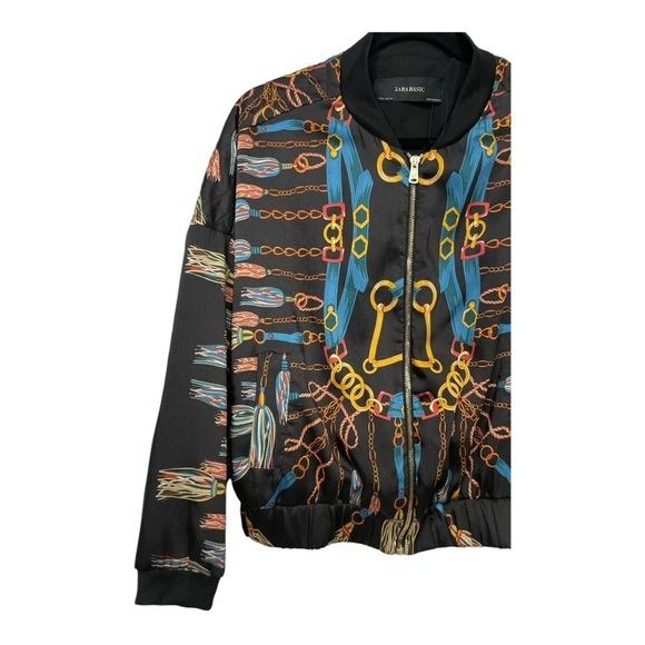 ZARA Chain Print Bomber Jacket L Bloggers' Fave! - Picture 5 of 14